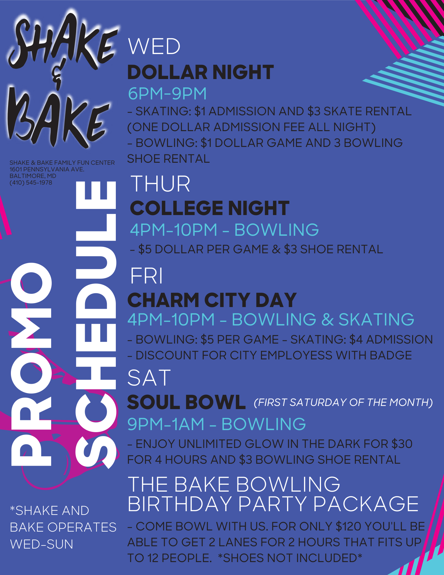 Shake and Bake Promo Schedule