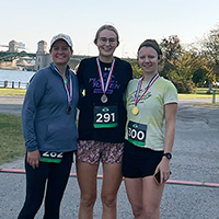 Zombie $5 5K women's division winners; from left Amy, Sarah, Catherine